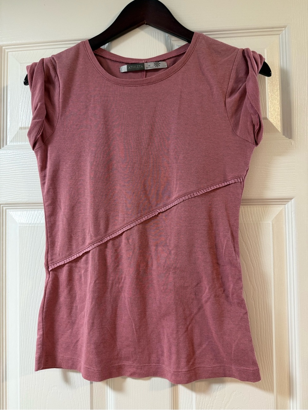 Athleta Mauve Twist-Detail Crew Tee